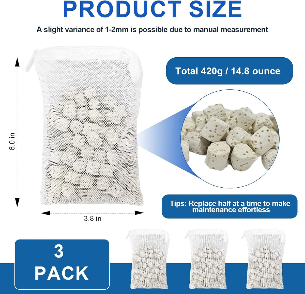 420g A1373 Biomax Filter Media Kit for AquaClear 70 Power Filter, 3 Pack