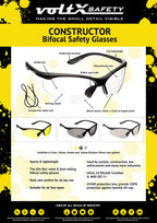 CONSTRUCTOR Clear Bifocal Reading Safety Glasses +1.0 Dioptre