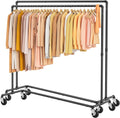 2 Packs Black Clothing Racks for Hanging Clothes Heavy Duty Z Racks | Industrial Clothing Rack with Wheels, Z Base