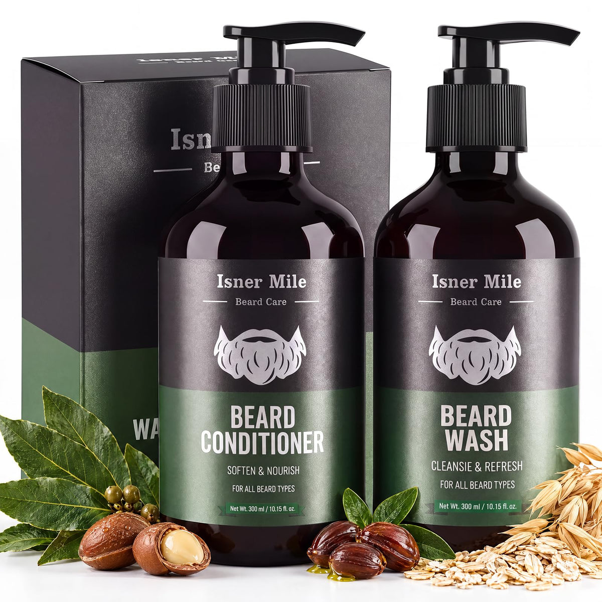 10 Oz(2 Pk) Beard Wash/Shampoo & Conditioner Set for Men, Ocean