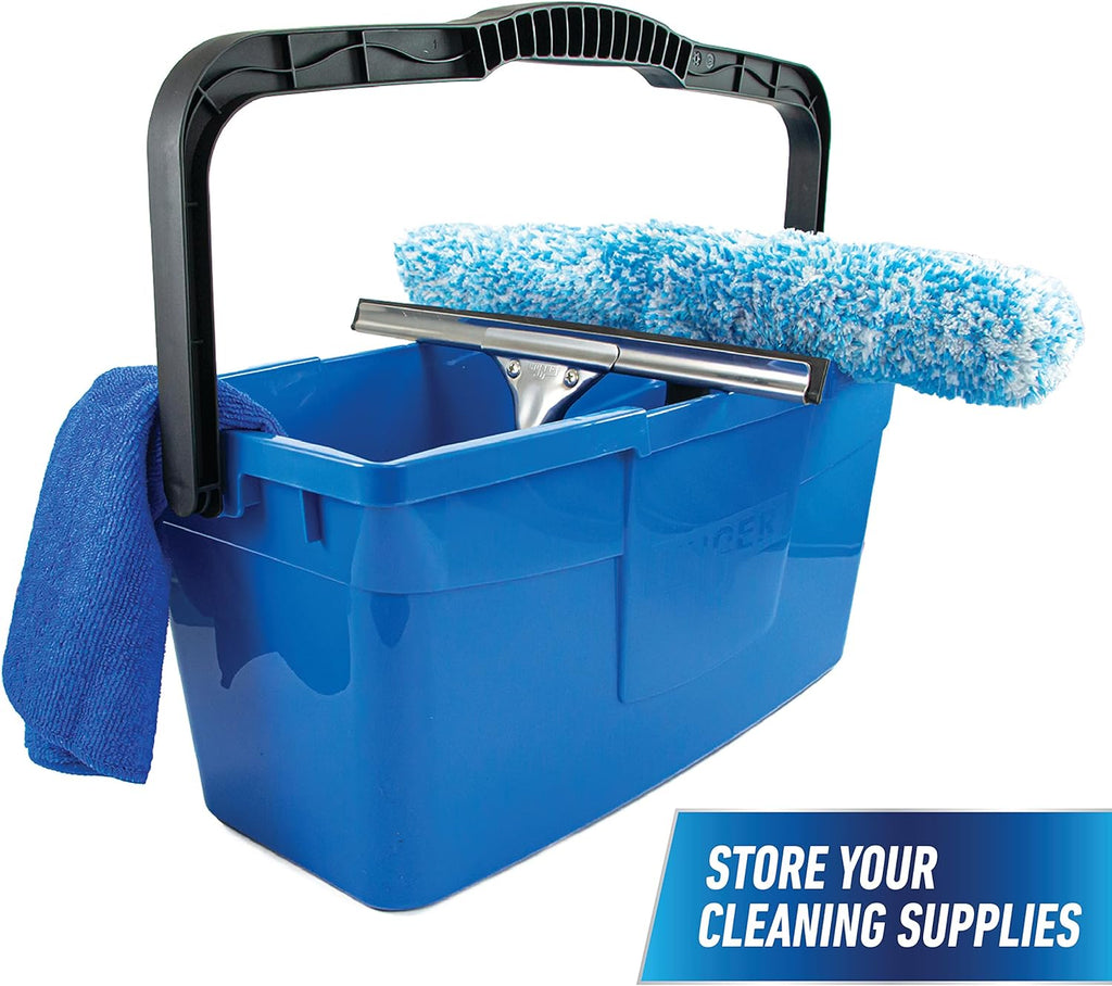 Professional 3 Gallon Bucket – Compact Cleaning Bucket, Comfort-Grip Handle, 2 Pour Spouts, Portable Cleaning