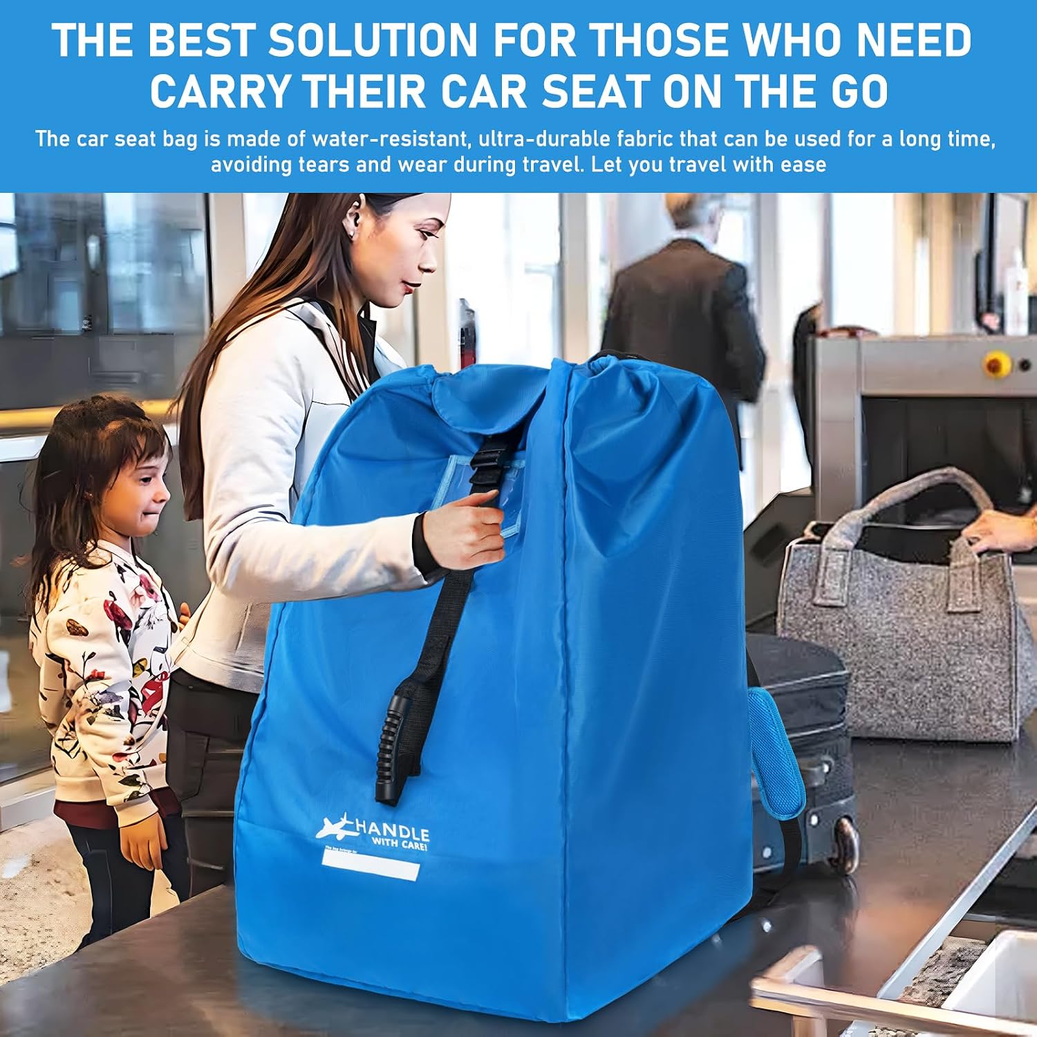 Car Seat Travel Bag for Airplane, Large Waterproof Car Seat Bags Fits Most Infant Car Seats, Convertible Car Seats