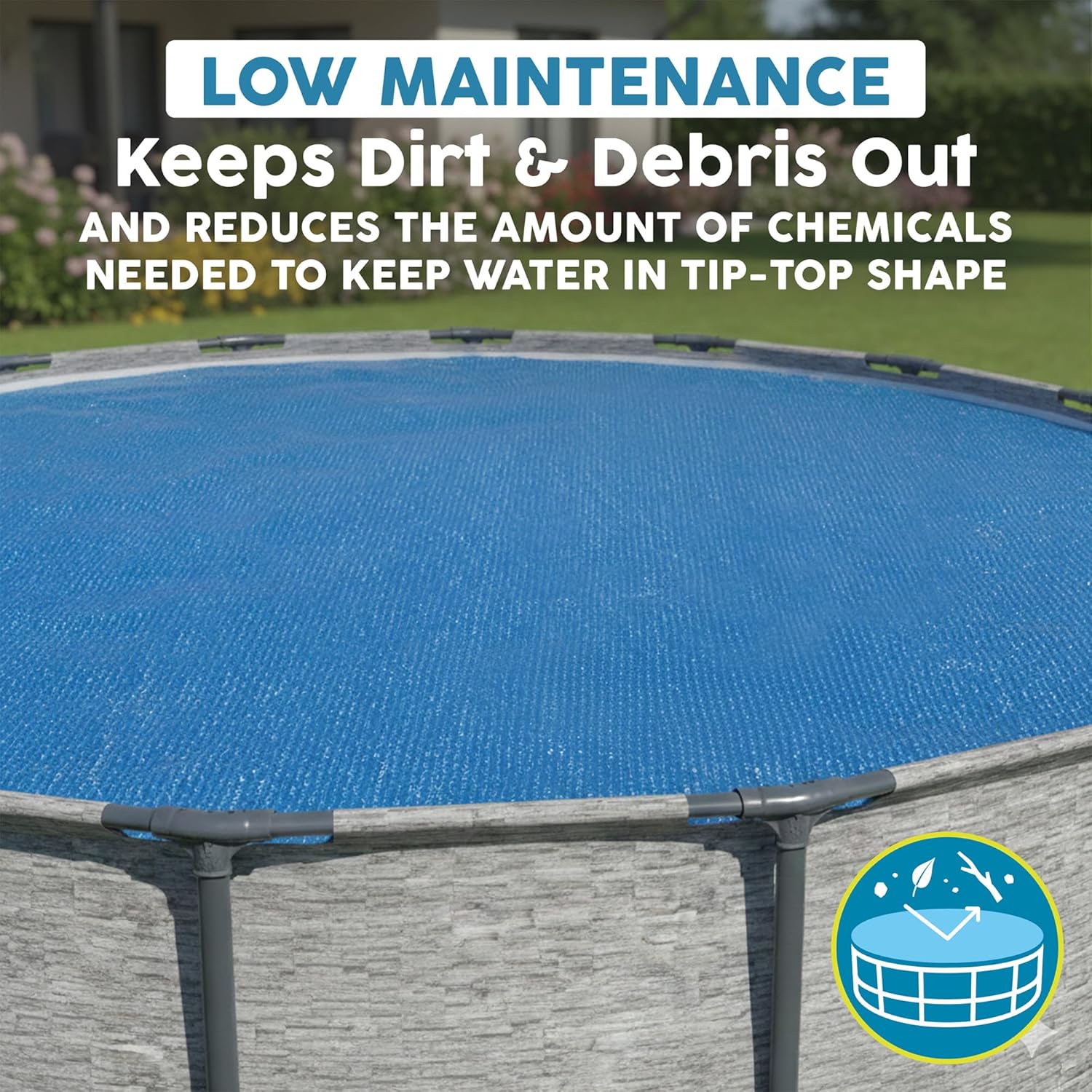Round Solar Pool Cover for 18' Above Ground Pool - Frame and Steel Wall Models, Solar Heating Protector with Outdoor