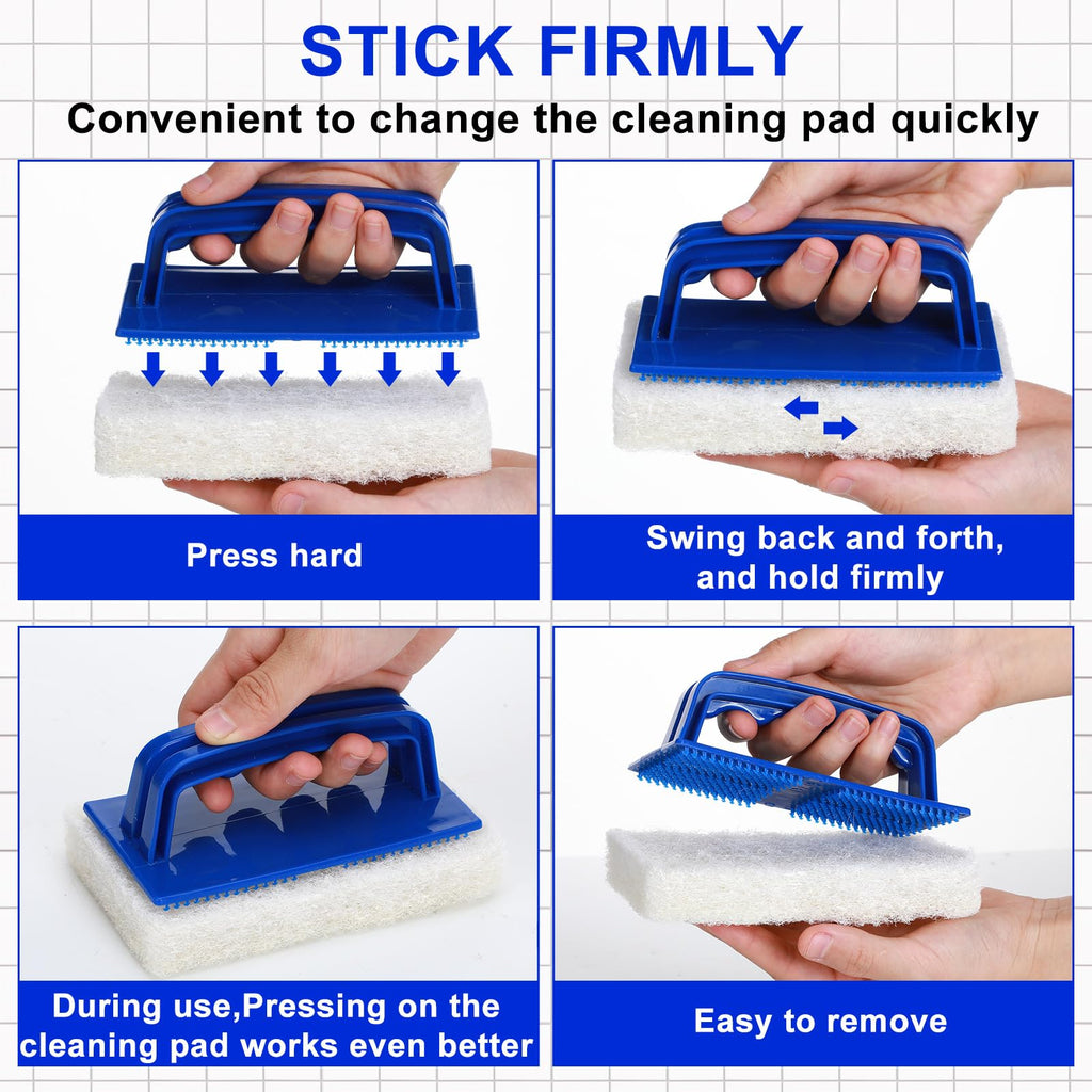 8 Pcs Handled Bath Scrubber Sponge Scrub Pad with Handle Cleaning