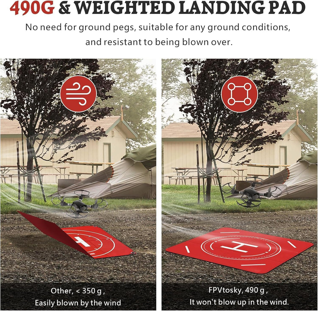 Drone Landing Pad Weighted, Nighttime Reflective & Foldable Launch Pad, Waterproof Helipad for DJI Mini 5/4/3