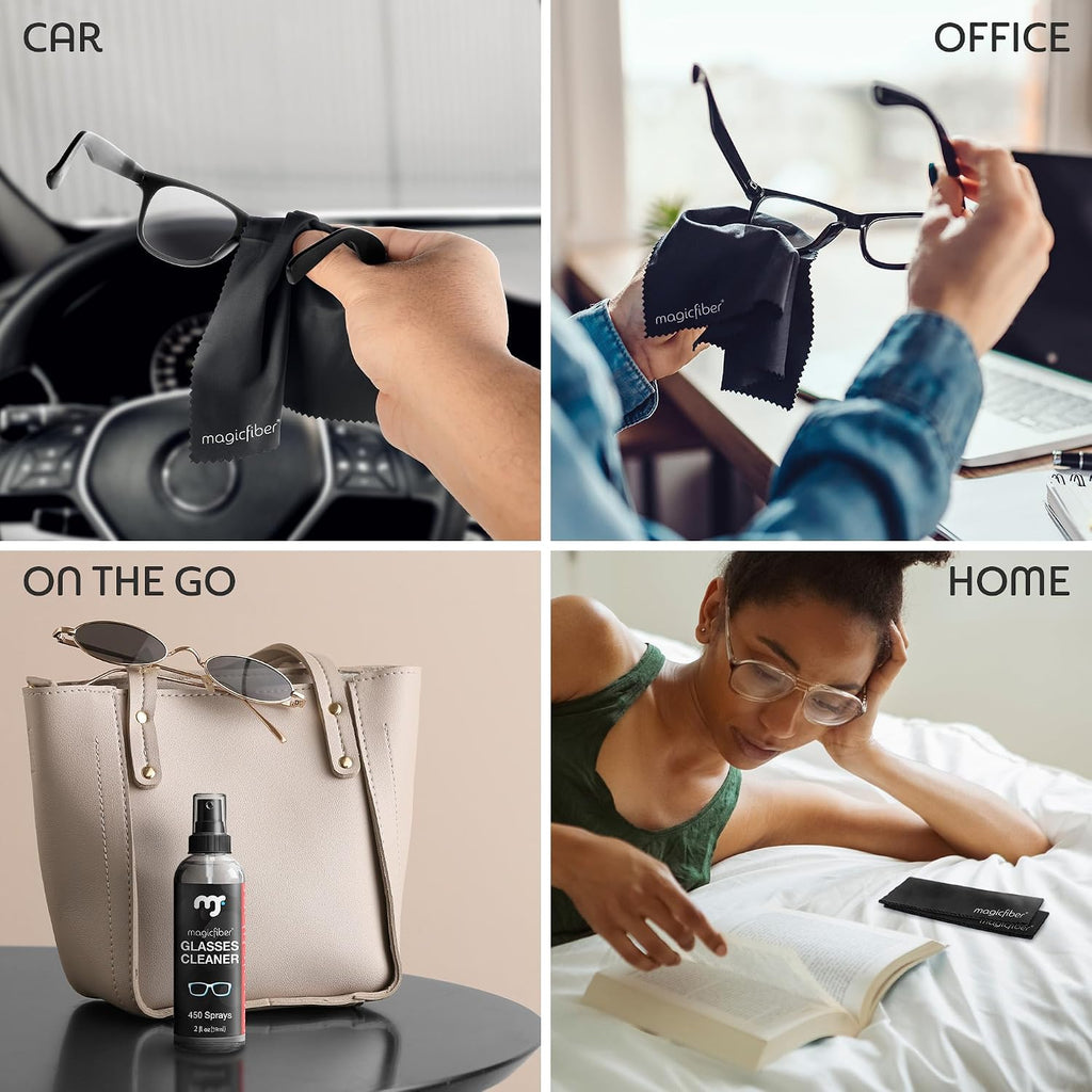 Glasses Cleaner Spray & Cloth Kit, Eye Glass & Lens Cleaner | Great for Eyeglass Cleaning, Phone, VR & Reading Glasses