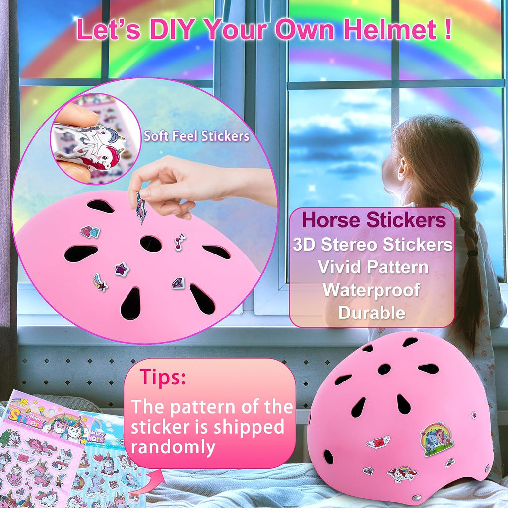 Kids Bike Helmet with Knee Elbow Pads Set for Toddler and Big Kids | Adjustable for 3-5-8-14 Kids, DIY Stickers, From