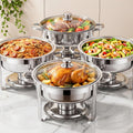 4Pack Round 7QT Stainless Steel Chafing Dishes for Buffet