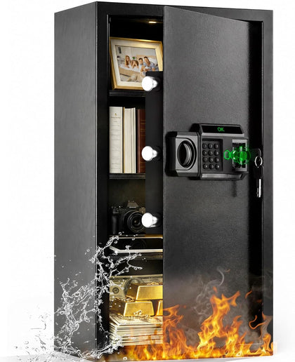 Large Biometric Fireproof Safe, 6.0 Cub Fingerprint Safe for Home Office | Quick Fingerprint Unlock, Anti-Theft