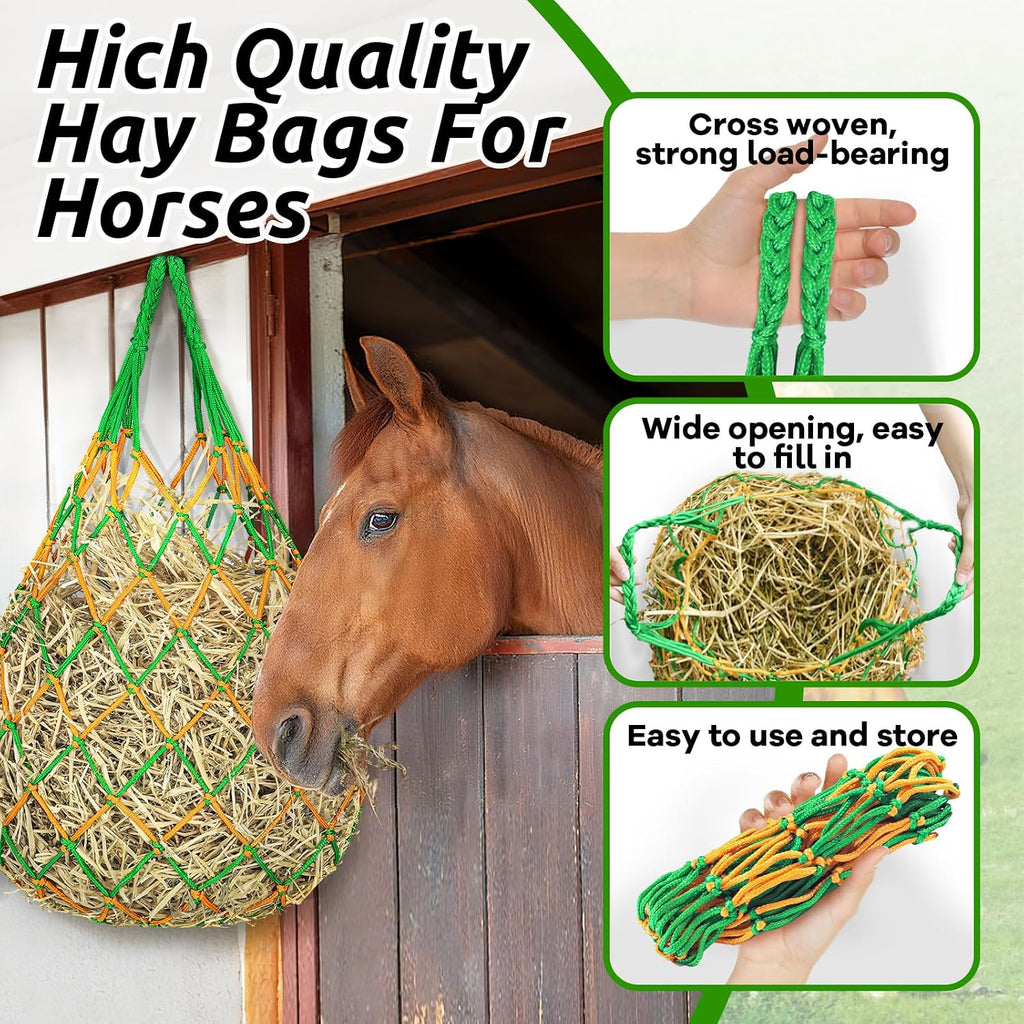 3 Pcs Hay Bags for Horses, Hay Nets for Horses Goat Sheep,Goat Hay Feeder for Slower Feeding,Strong Load-Bearing Hay