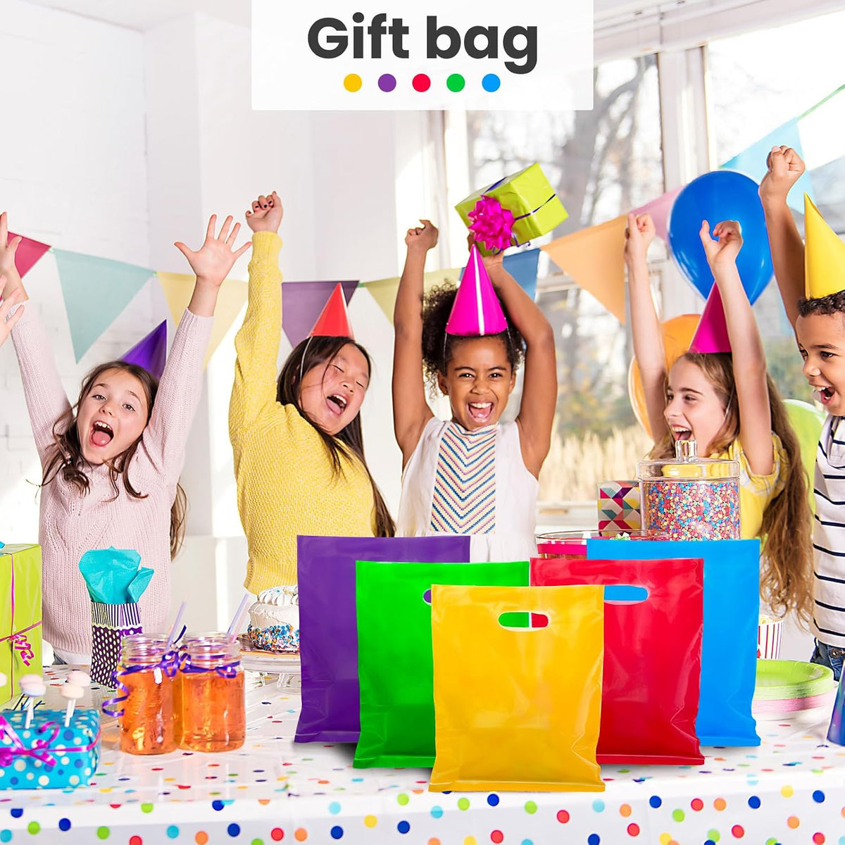 500 Pcs Shopping Bags Bulk for Small Business, Bright Color