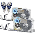 A30 P15 Double-Sided Satin Ribbon | Navy Blue Front, Silver Reverse