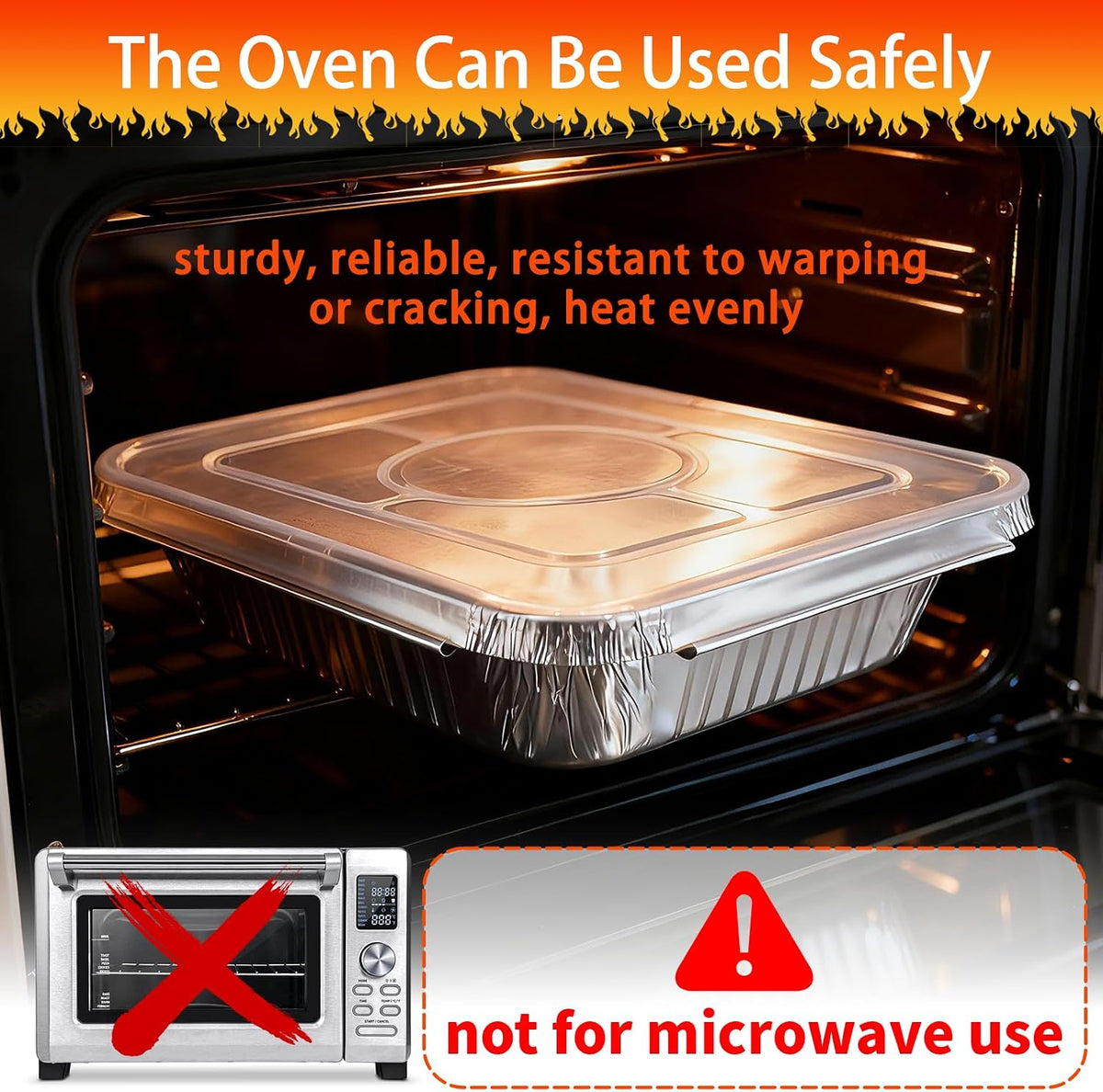 9x13 Aluminum Foil Pans with Lids Disposable, 10 Pack Tin Foil Turkey Sheet
