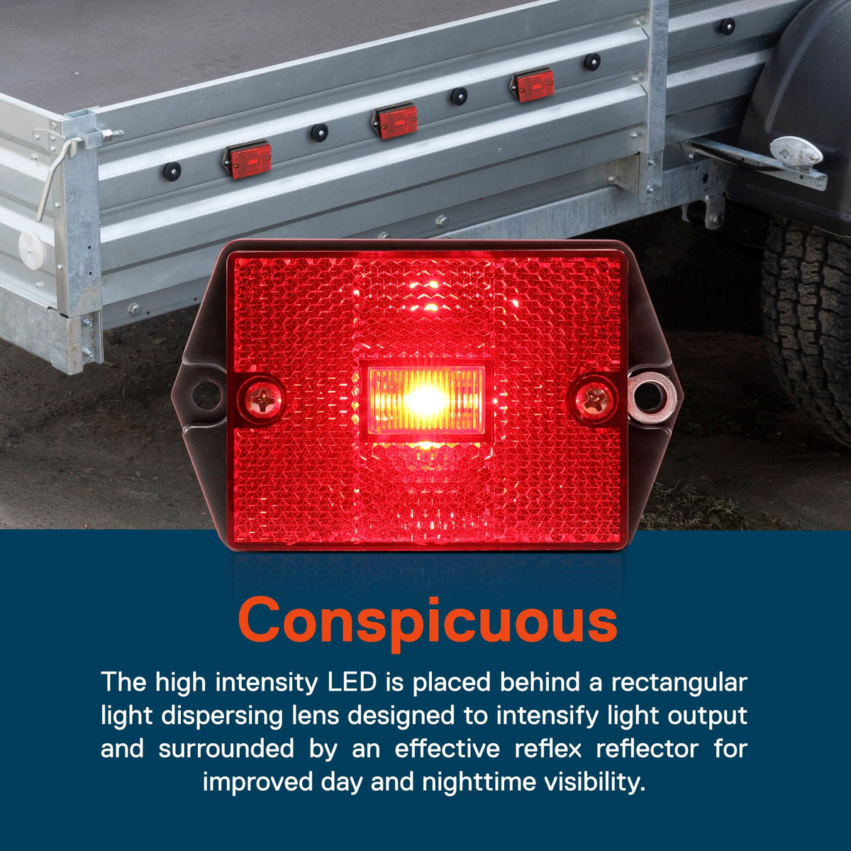 TRUE MODS 4pc 2x3 3x2 Red Rectangle LED Trailer Side Marker Light for Truck