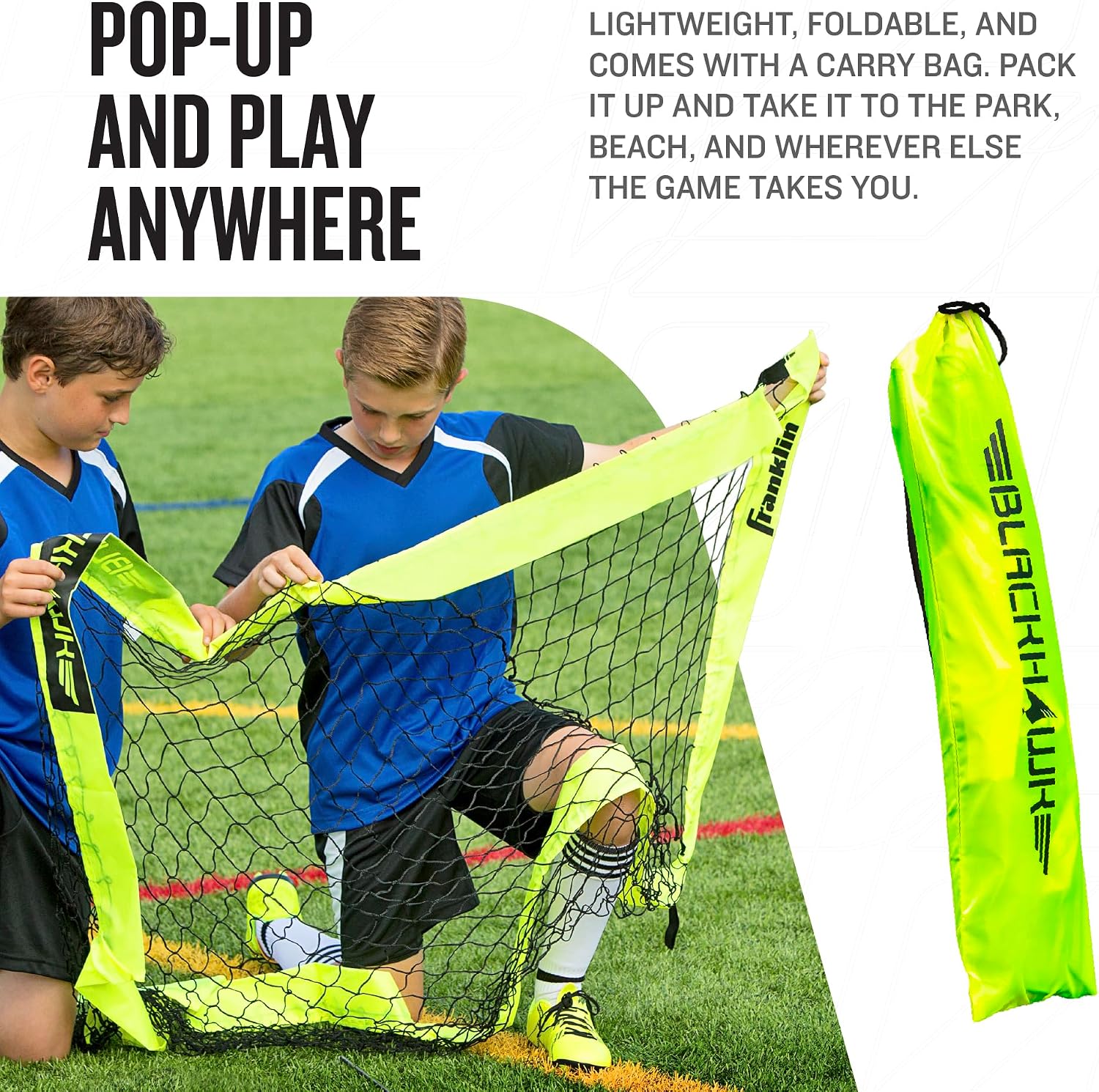 Blackhawk Backyard Soccer Goal - Portable Pop Up Soccer Nets - Youth + Adult Folding Indoor + Outdoor Goals