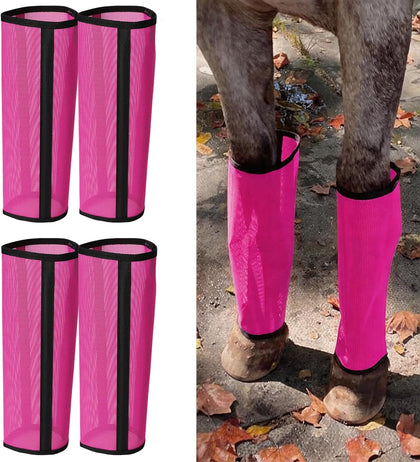 Fly Boots for Horses Set of 4 Breathable Textilene Mesh Horse Fly Boots with Stable Support & UV Protection