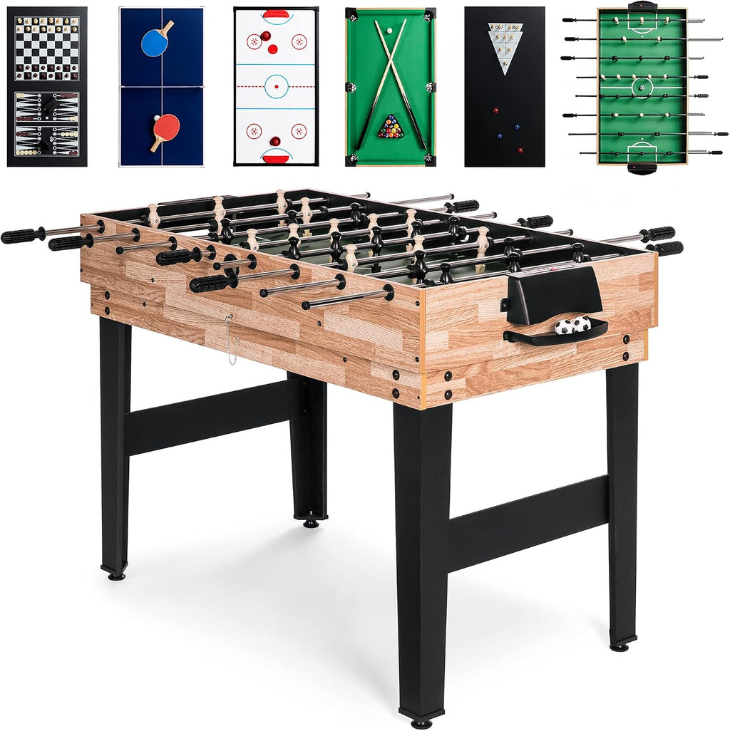 2x4ft Combo Game Table Set for Home, Game Room, Friends & Family w/Hockey, Foosball, Pool, Shuffleboard, Ping Pong