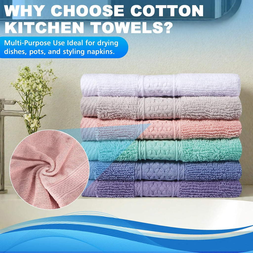 Washcloths Set, 6-Pack Cotton Wash Cloths, 13x13 Inch 6 Colors | Highly Absorbent and Soft Feel Fingertip Towels