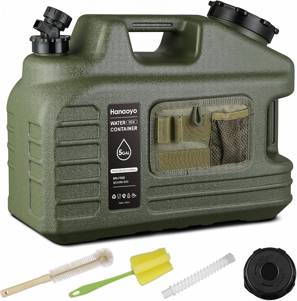 5 Gallon Camping Water Jug, Water Container BPA Free, Water Storage with Tool Bag & Spigot, Portable Water Tank