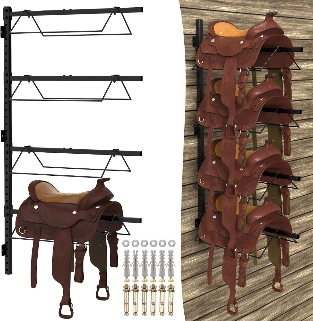 4 Tier Saddle Rack Wall Mount, Saddle Rack for English & Western Saddles