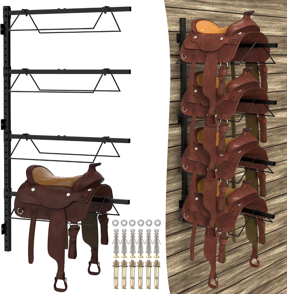 4 Tier Saddle Rack Wall Mount, Saddle Rack for English & Western Saddles