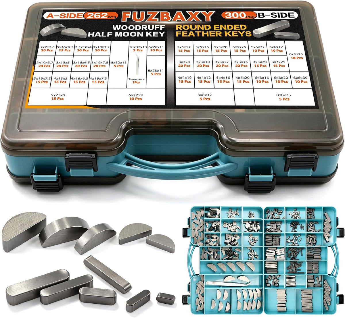 562pcs Woodruff Half Moon & Feather Key Kit for Auto Shaft Repair