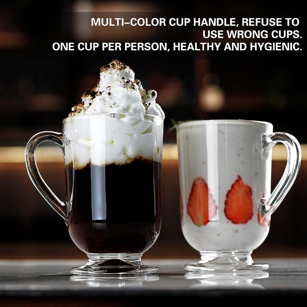 Irish Glass Coffee Mugs,10.5 oz Ice coffee cups,4pc Clear Tea Cups