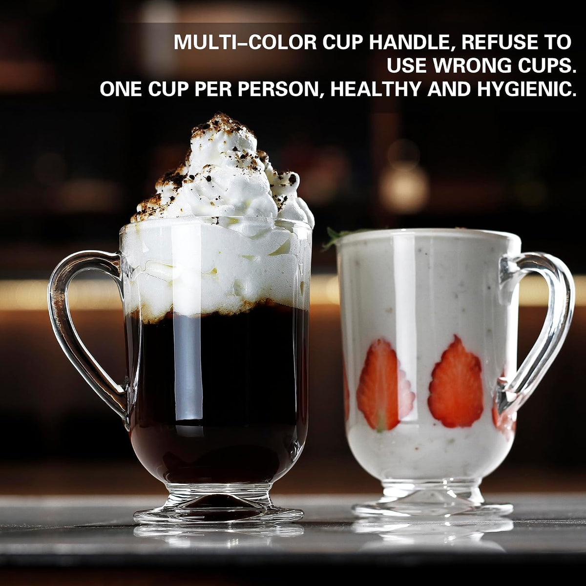 Irish Glass Coffee Mugs,10.5 oz Ice coffee cups,4pc Clear Tea Cups