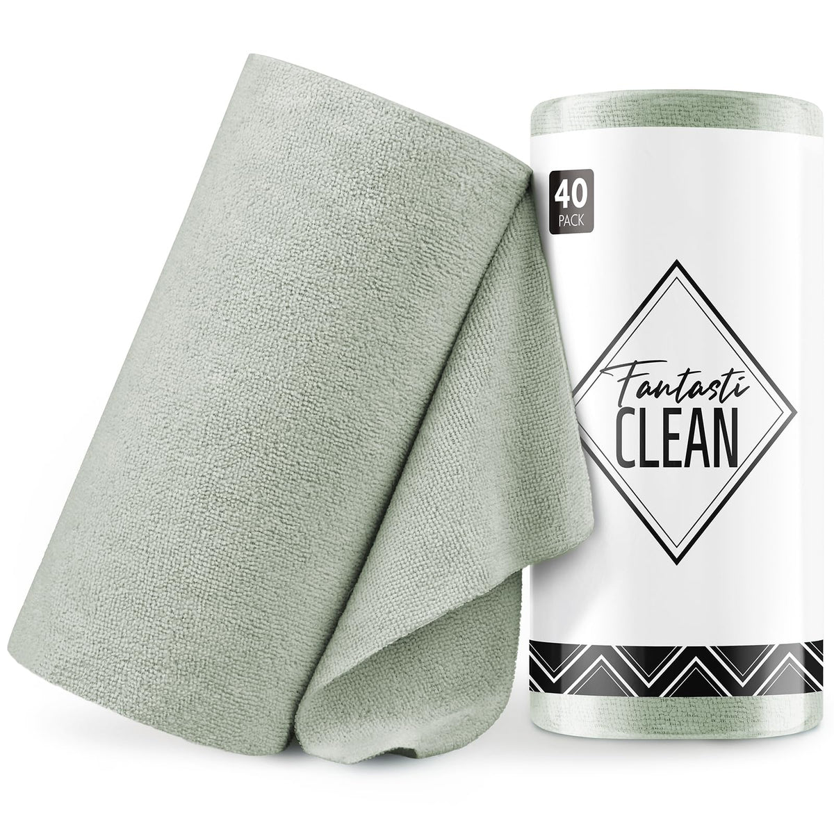 Microfiber Cleaning Cloth Roll- 40 Sheets, 12"x12"(MossGreen)