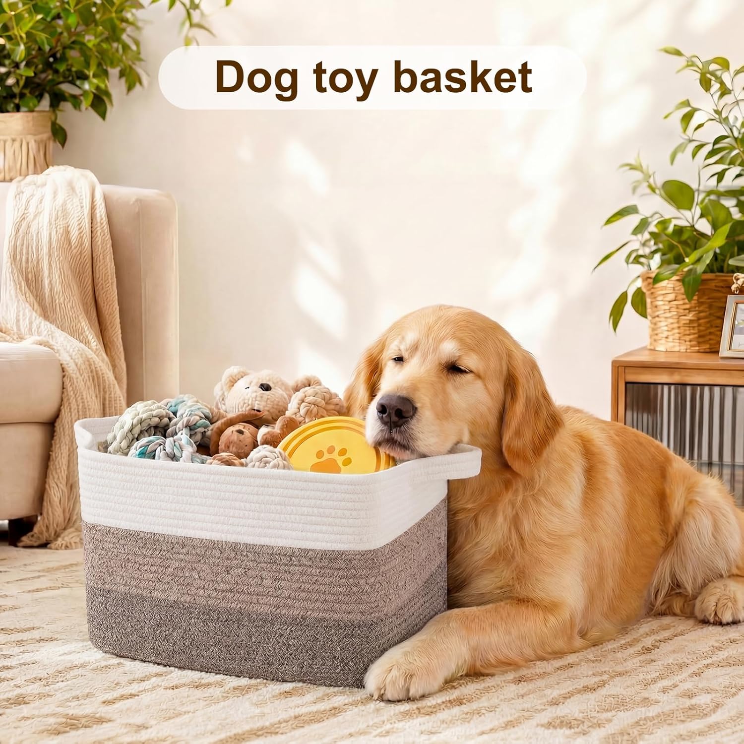 Storage Basket, Woven Baskets for Storage, Cotton Rope Basket for toys,Towel Baskets for Bathroom - Pack of 3