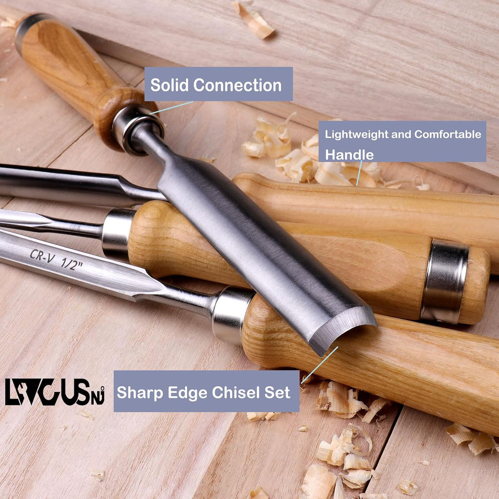 4-Pieces Woodworking Wood Chisel Set,CR-V Steel Sharp Curved Edge Gouge Firm Wood Handle Carpentry Gouge Tools