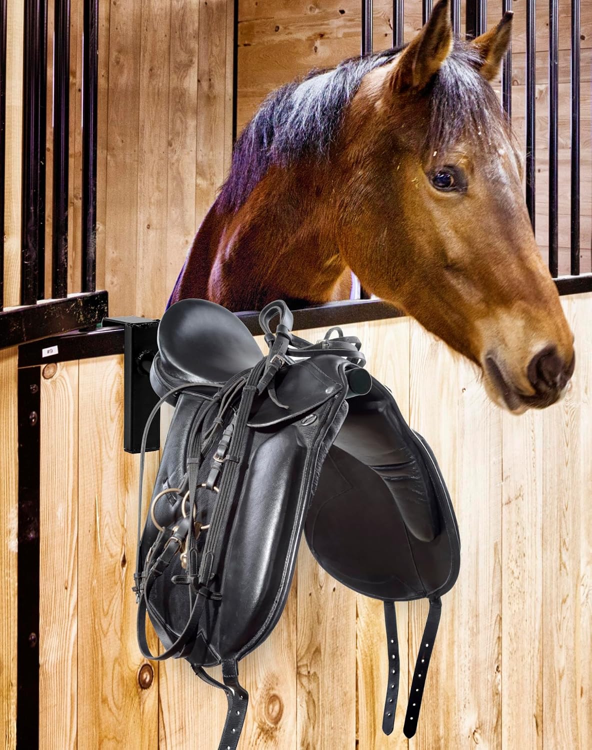 Saddle Rack, 2 Pack Removable Saddle Rack, Hangs on Stall Walls or Doors