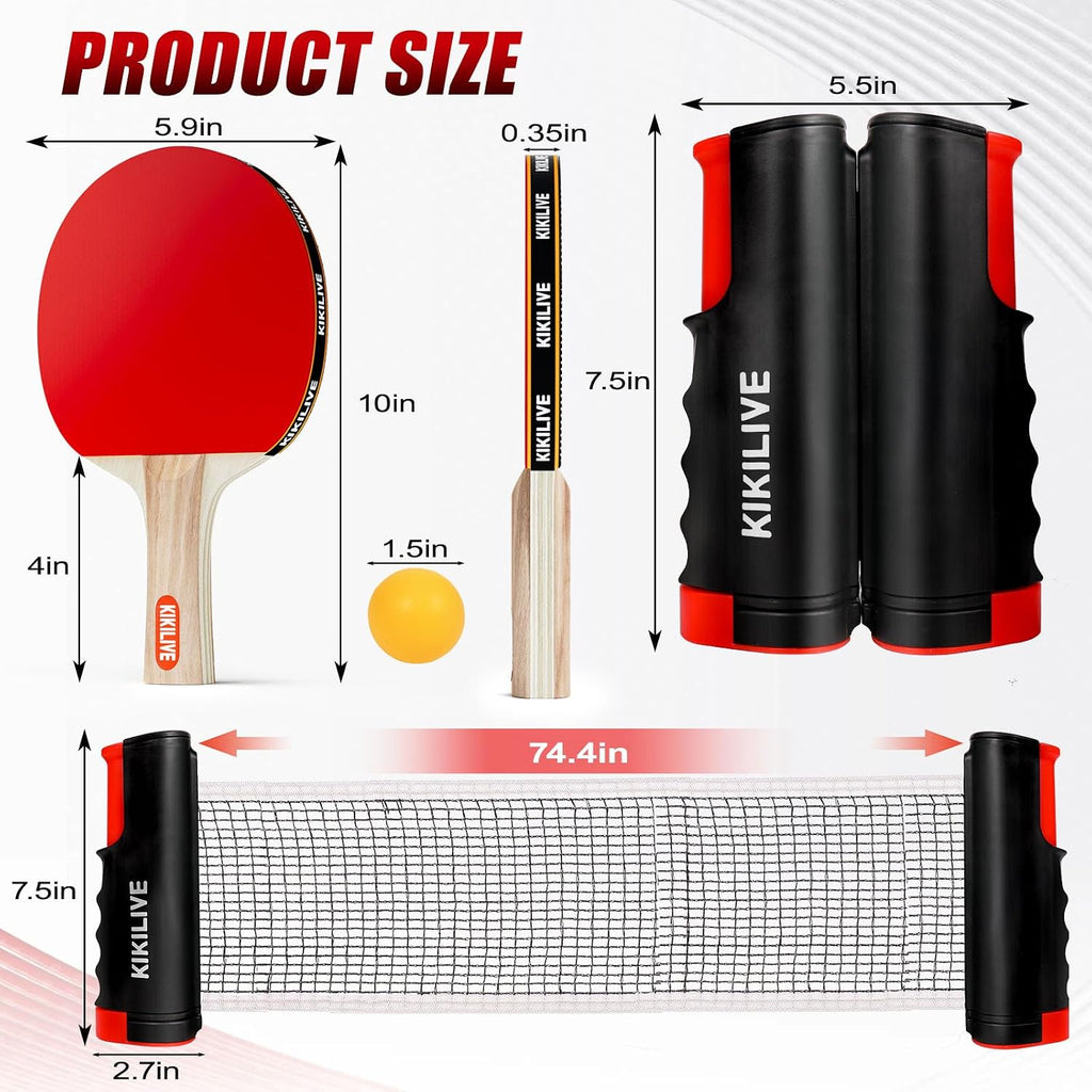 Ping Pong Paddle Set, 2-Sided Different Rubbers, Table Tennis Set | Smooth for Spin. Pimpled for Speed. Net Fits