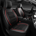 Universal FIT Piping Leather Two Front Seat Covers, Waterproof Faux Leather for SUV Sedan Van Truck, Airbag