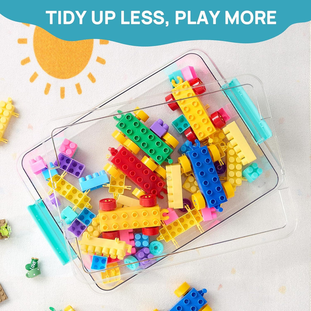 6 Qt Plastic Storage Bins with Lids, Clear Sensory Bins, Arts Crafts Organizers and Storage, Stackable Containers for