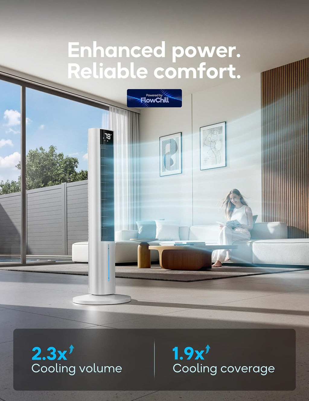 Windowless Portable Air Conditioners, 45" Evaporative Cooler for Room No window, 12H Timer & 60° Swing, 1.06Gal Water