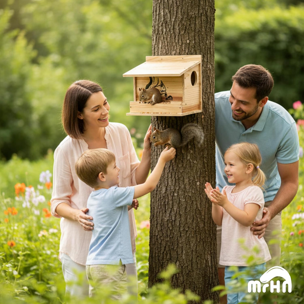 Squirrel House - 2in1 Front Feeder Squirrel Houses for Outside Nesting