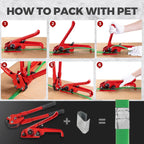 Pallet Banding Strapping Kit, Packaging with Green 5/8" x 1000 Ft PET Strap