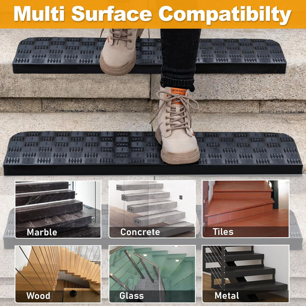 Rubber Stair Treads Non Slip Outdoor/Indoor 30" x 10" 5PCS, Black