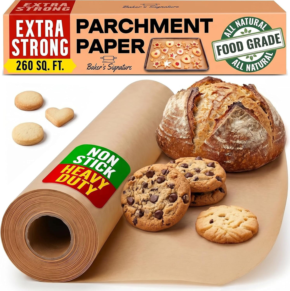 Unbleached Parchment Paper Roll with Cutter, 15in x 210ft