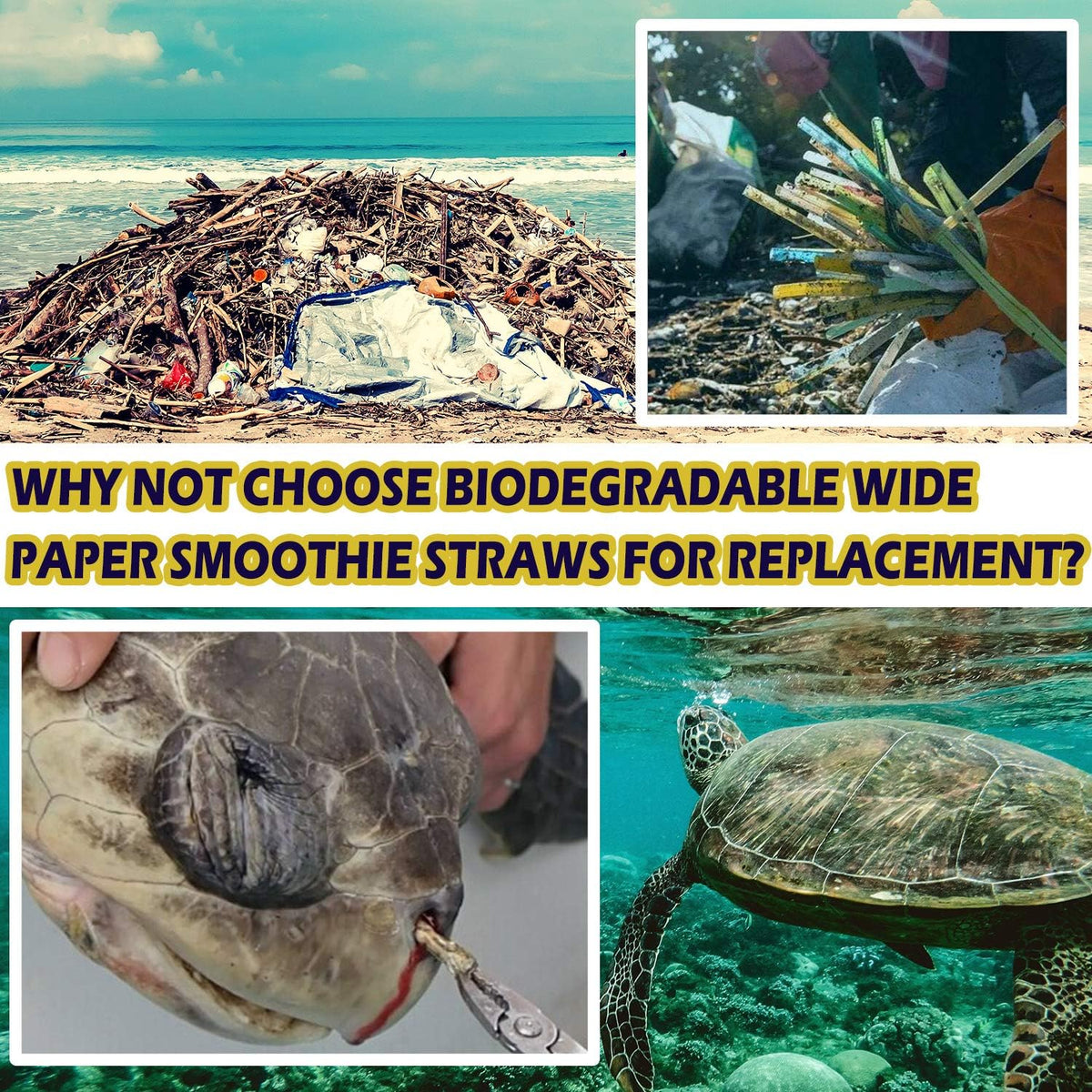 100 Pack, Extra Wide Paper Smoothie, Boba Straws - 10 mm Wide Biodegradable Straws for Bubble Tea (Tapioca, Boba