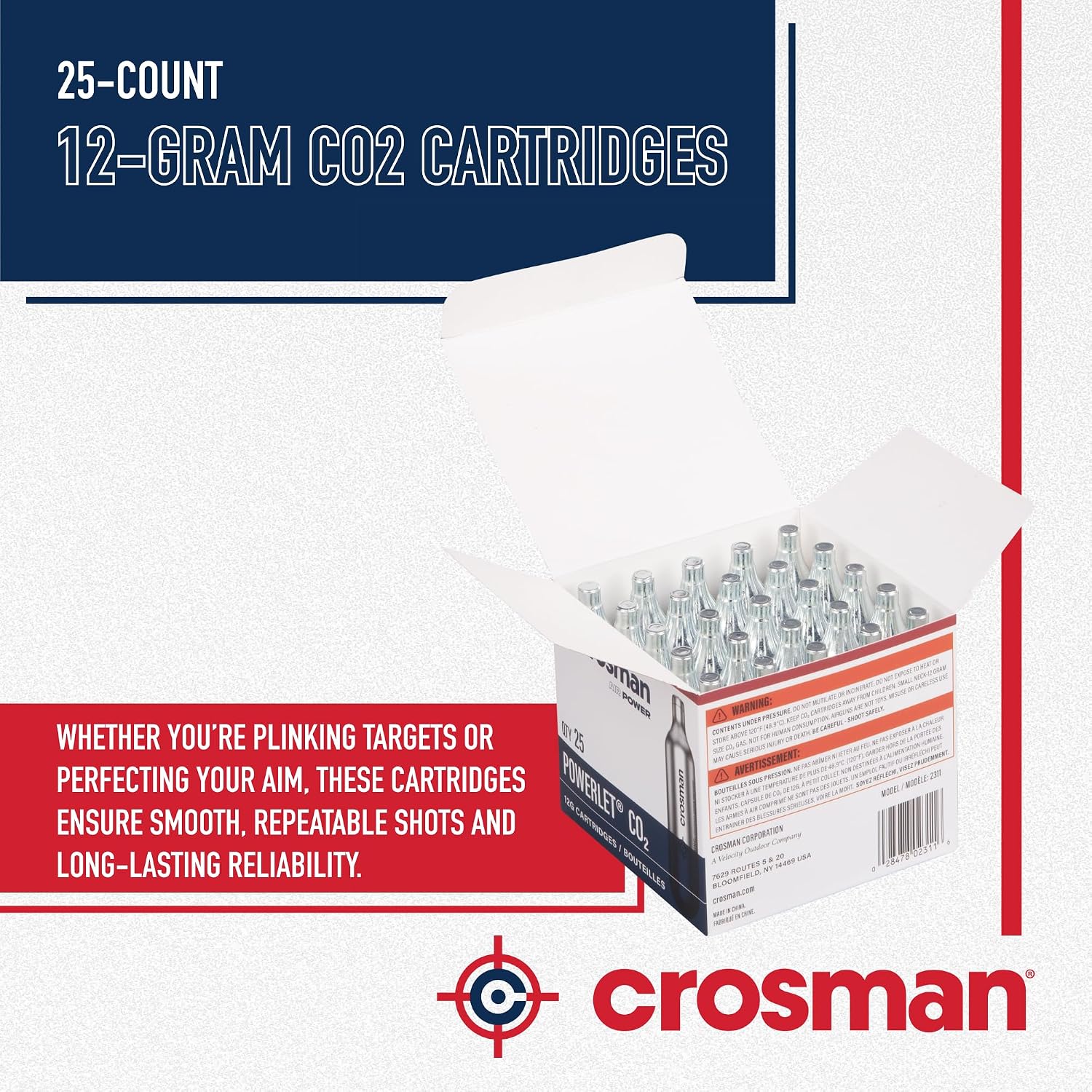 2311-N 25-Count 12-Gram CO2 Cartridges For Air Rifles And Air Pistols | 10-Round Rotary Design - Replacement Magazine