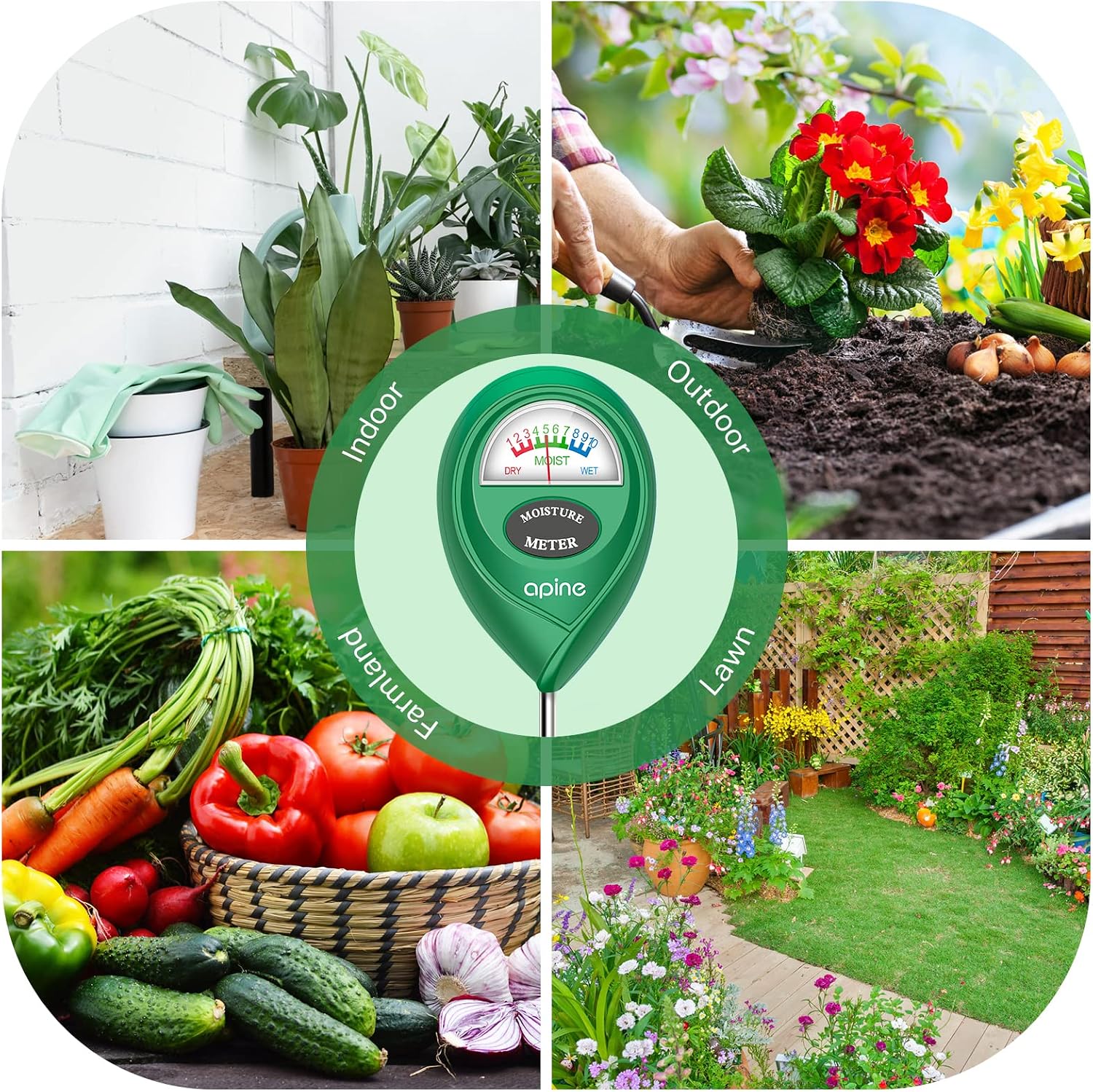 Soil Moisture Meter,Plants Moisture Meter,Plant Water Meter for Indoor/Outdoor Plants,Hydrometer for Plants（Green）