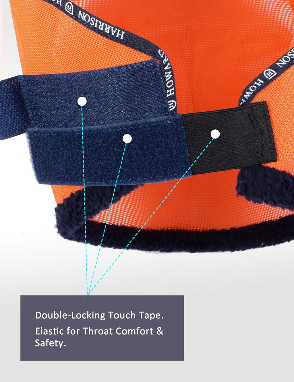 All Round Mesh Horse Fly Mask UV Protective with Fleece Padded Edging Vibrant Orange L