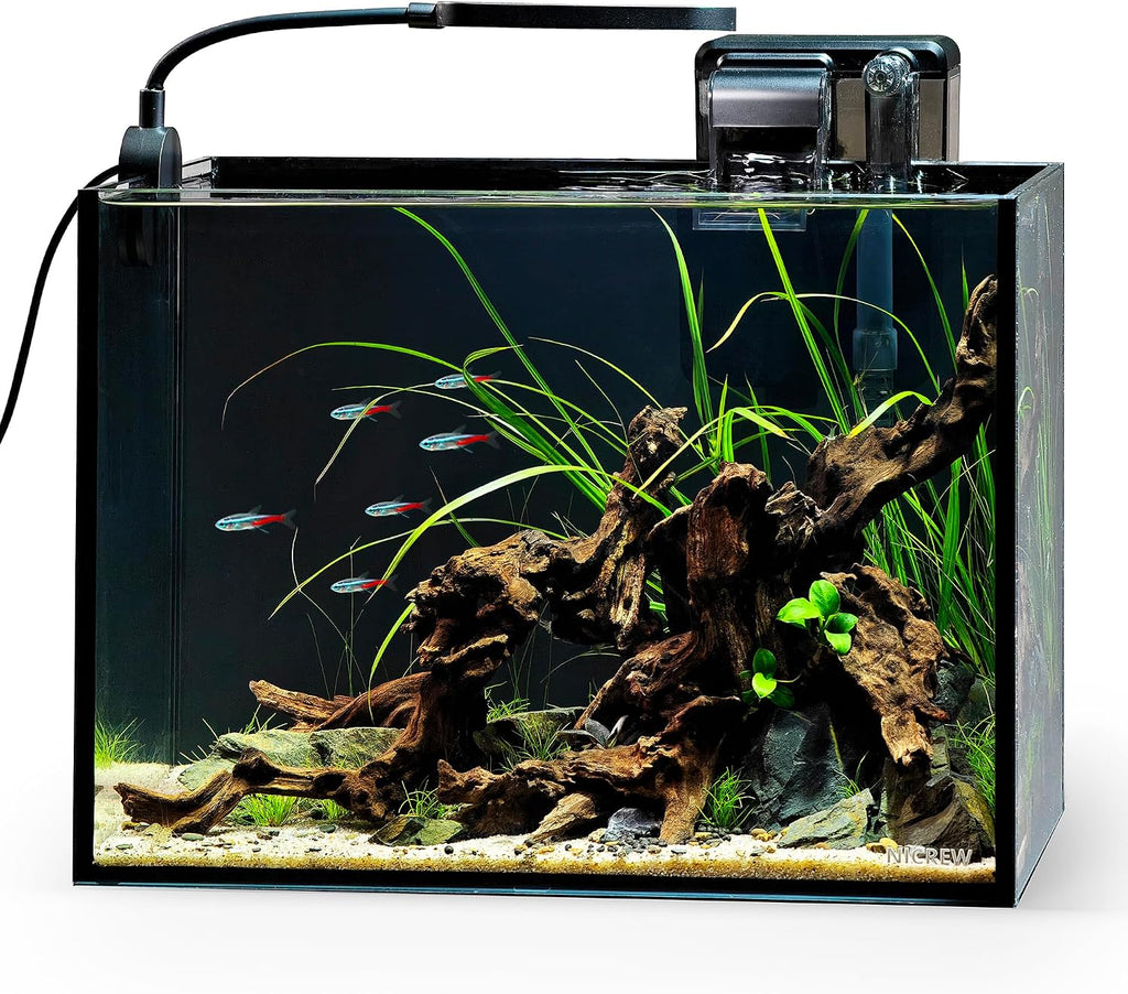 2.5 Gallon Nano Nature Aquarium Kit Betta Fish Tank, Basic, Black