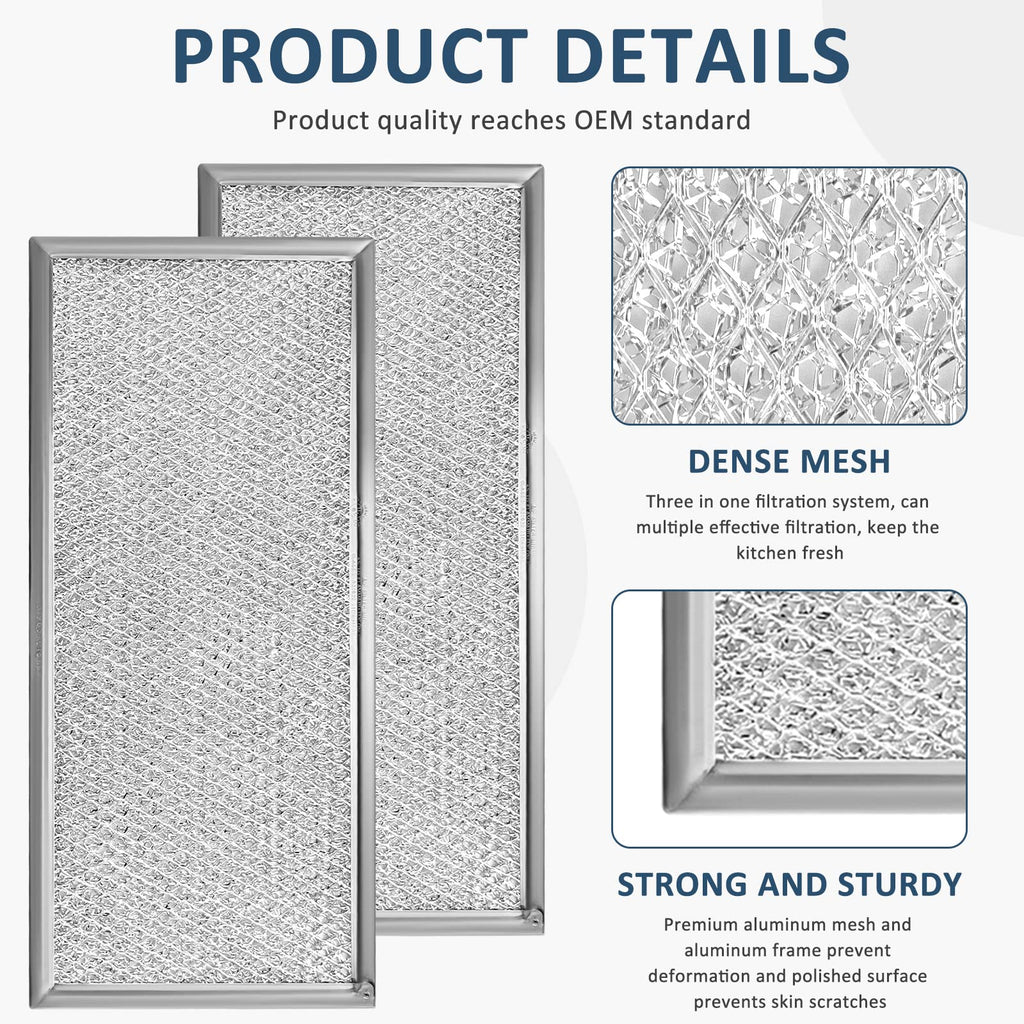 Fits for Whirlpool W10208631A Microwave Grease Filter (2 Pack)
