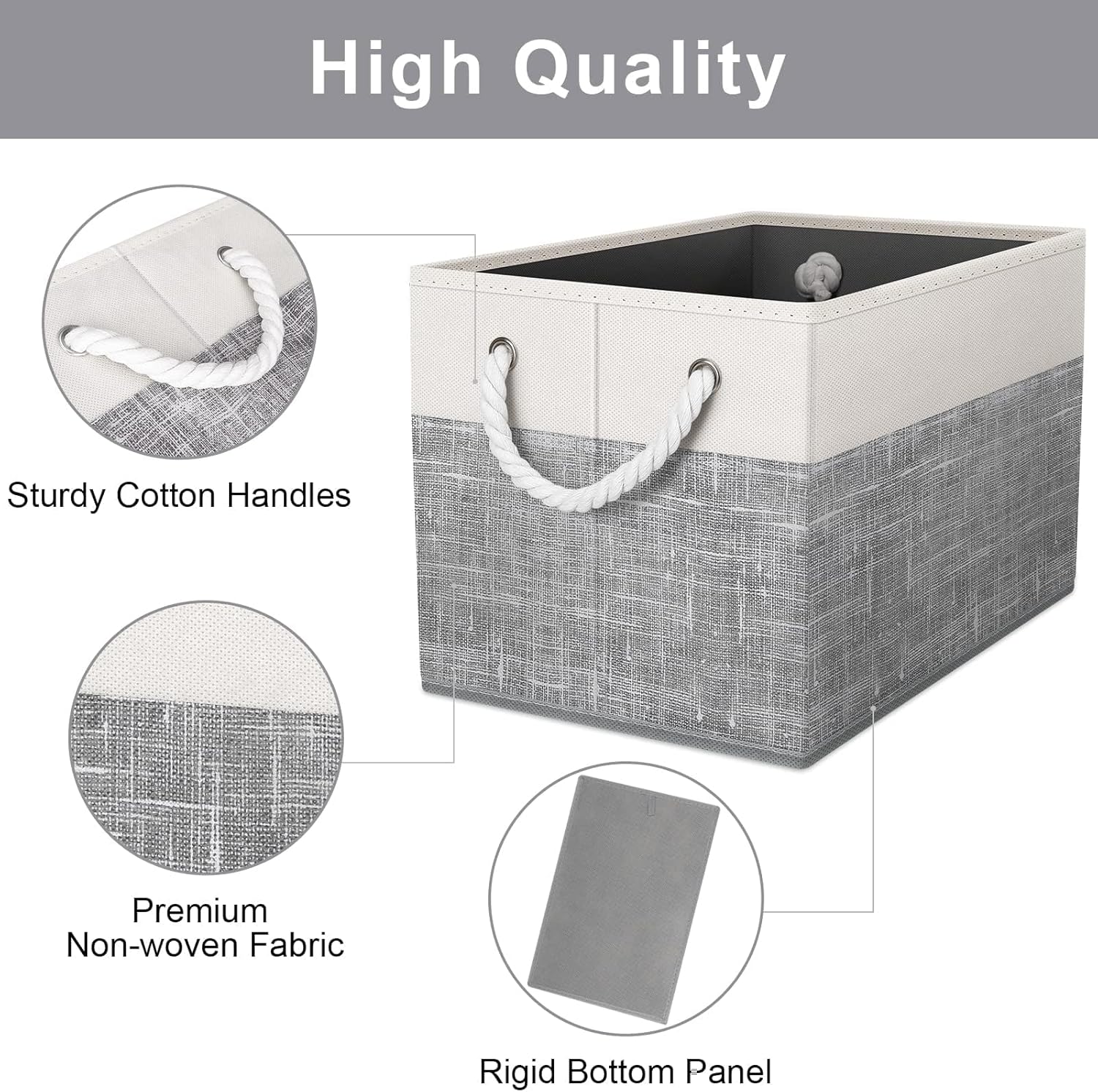 Storage Bins 3-Pack, Foldable Storage Baskets for Organizing Toys, Books, Shelves, Closet, Large Storage Box with