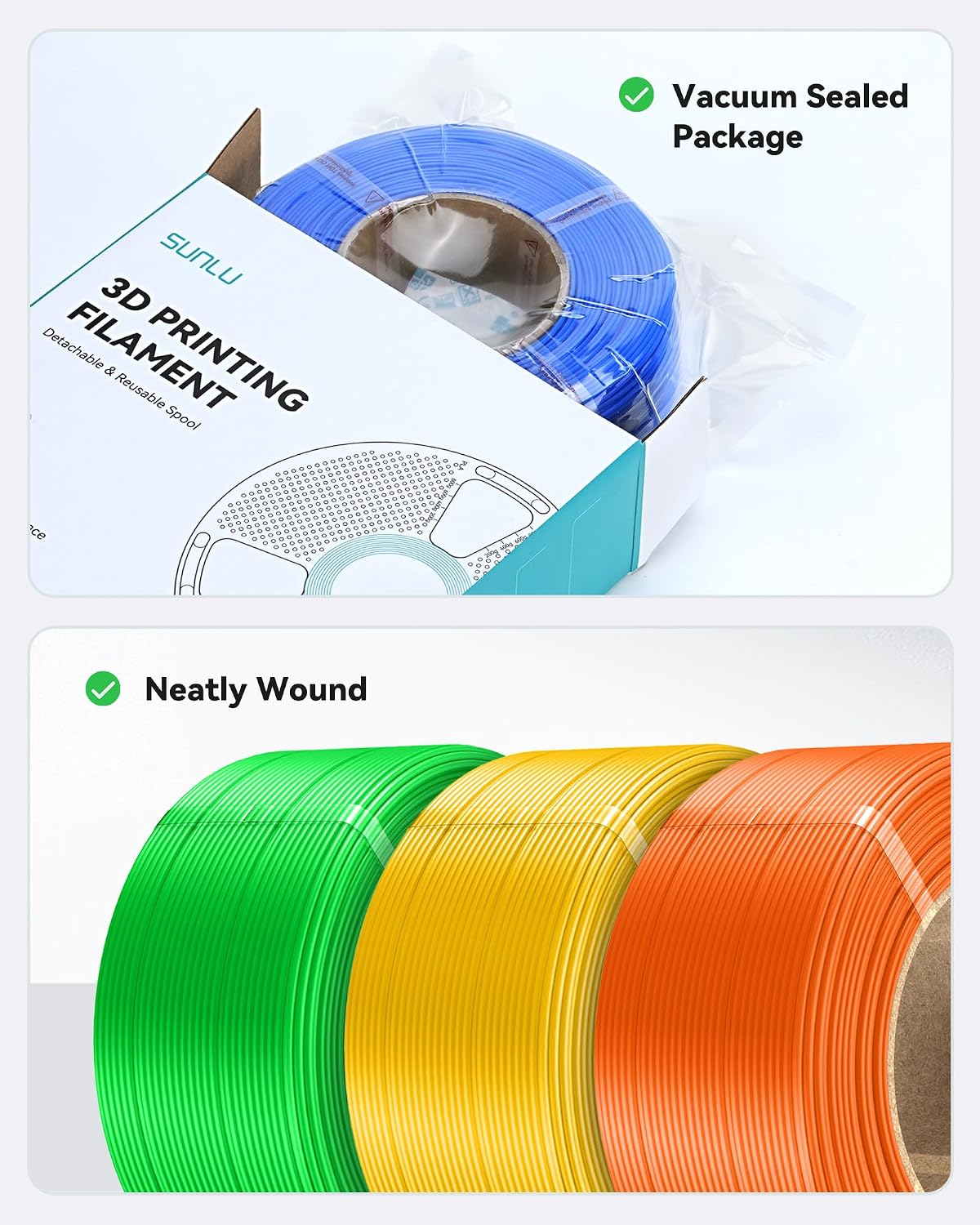 PETG Filament Refill 1.75mm 1KG, Matte Black | High Speed 3D Printer Filament Refill, No-Spool PETG Refill for