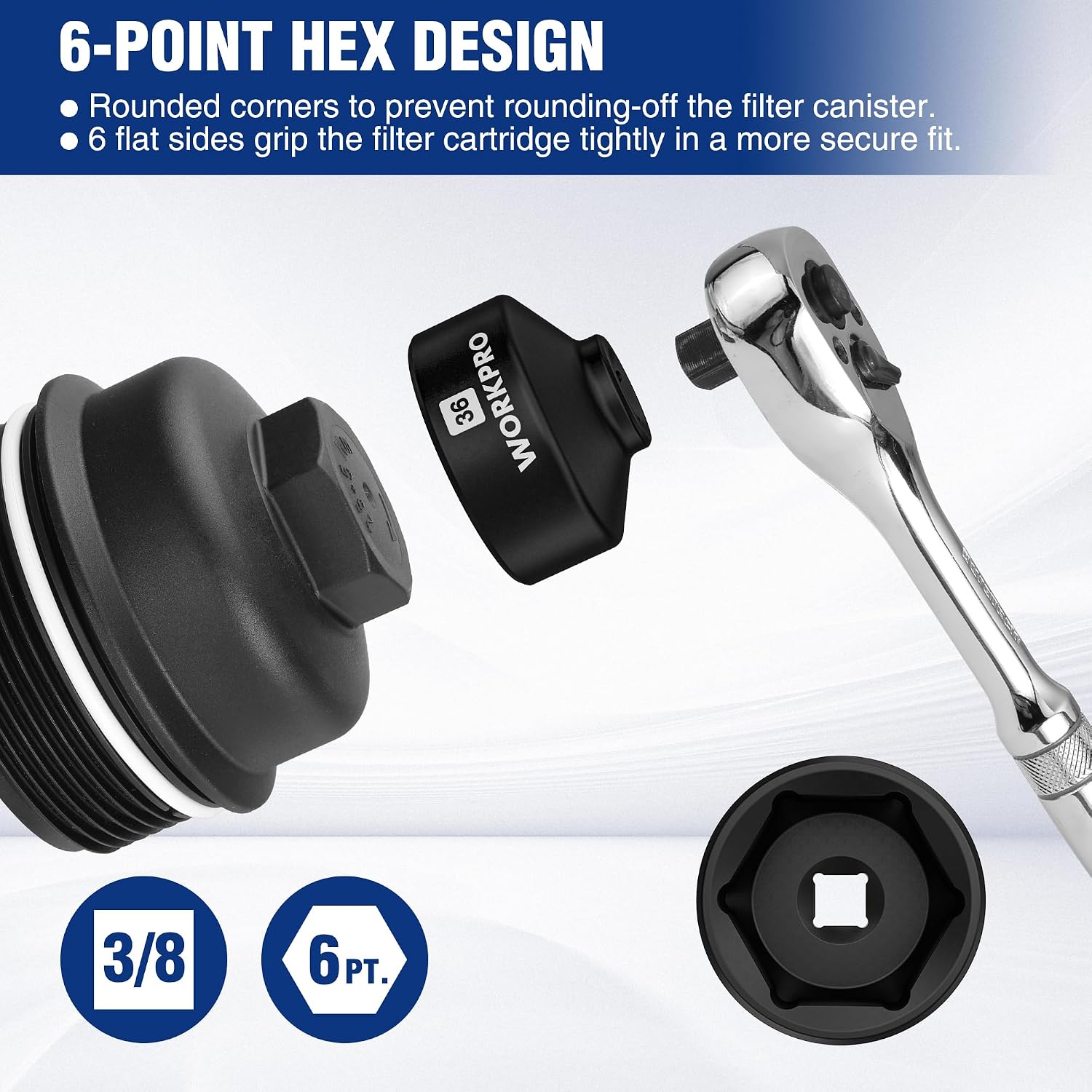 36mm Oil Filter Socket Wrench, Oil Filter Removal Tool, Oil Filter Change Set, Ideal for Some Ford F250, BMW, Mini
