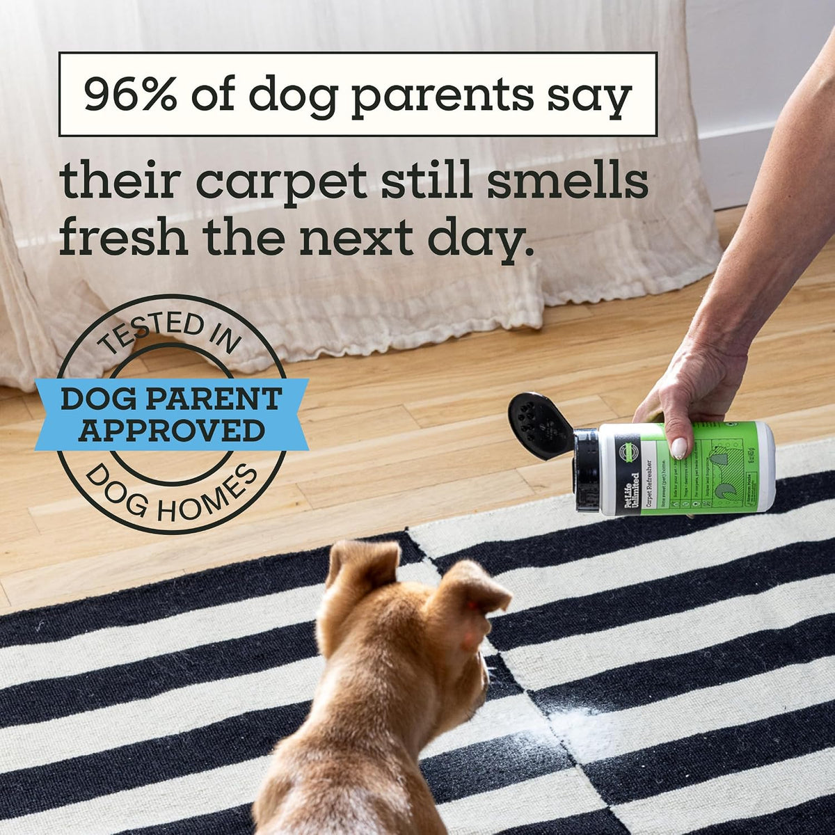 Carpet Deodorizer Powder, 16 oz, Strong Pet Odor Eliminator & Carpet Freshener, Plant-Based Juniper Leaf Scent, Pet
